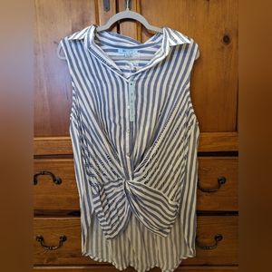 #she+sky size large blue and white striped top